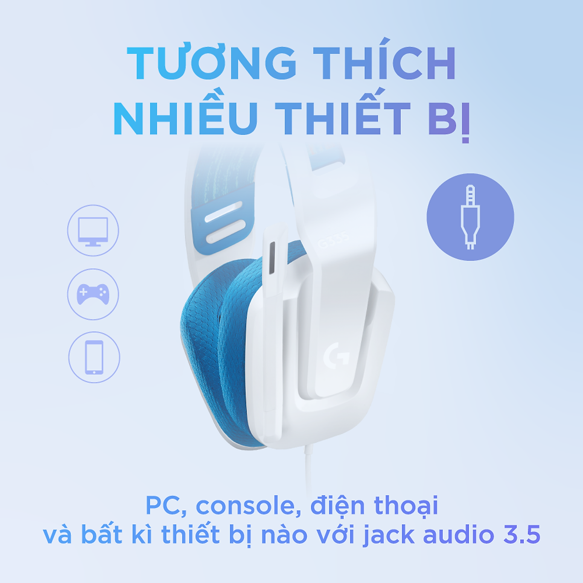 Tai Nghe game có dây Logitech G335 - Mic gập để Mute, Jack 3.5mm, Đệm tai Memory Foam, Nhẹ 240g, Tương thích PC/ PS4 PS5/ Xbox/ Nitendo -Hàng Chính Hãng