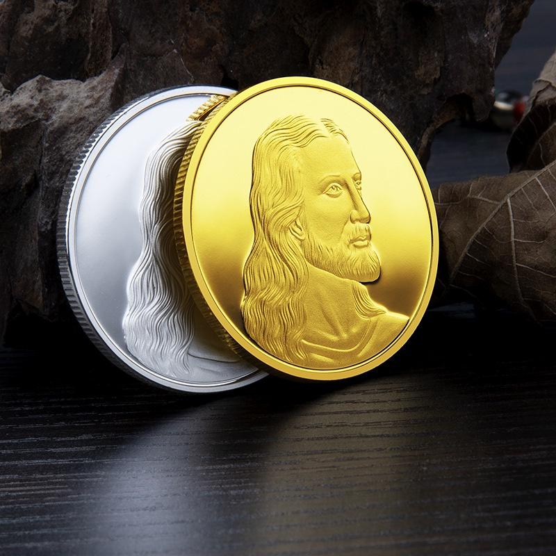Hình ảnh Bộ Quà Tặng Hộp Đồng Xu In Hình Chúa Giesu Mạ Vàng Và Mạ Bạc