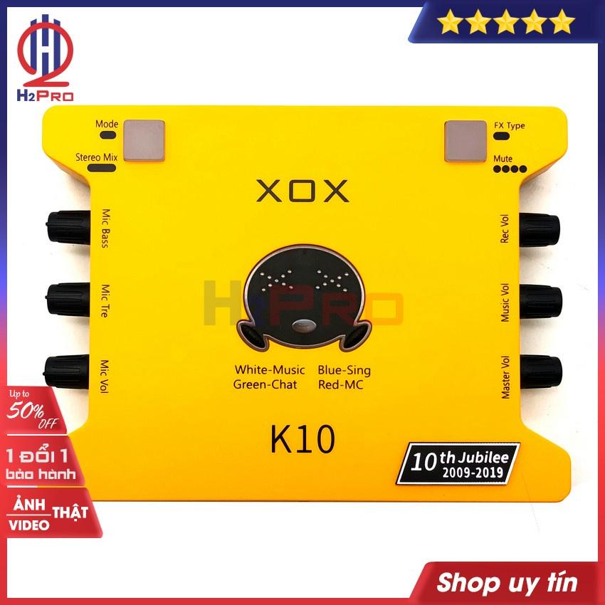 Sound Card Thu Âm, Soundcard Livestream Xox K10 10Th Cao Cấp, Phiên Bản Tiếng Anh (Tặng Bộ 3 Dây Âm Thanh)-H2Pro Tech