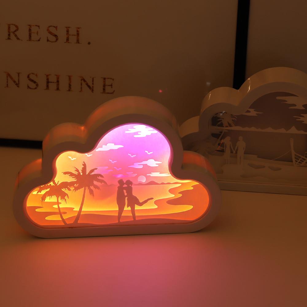 Đèn ngủ khắc giấy 3D Kết hợp với dải đèn LED, tiêu thụ điện năng thấp Hỗ trợ USB