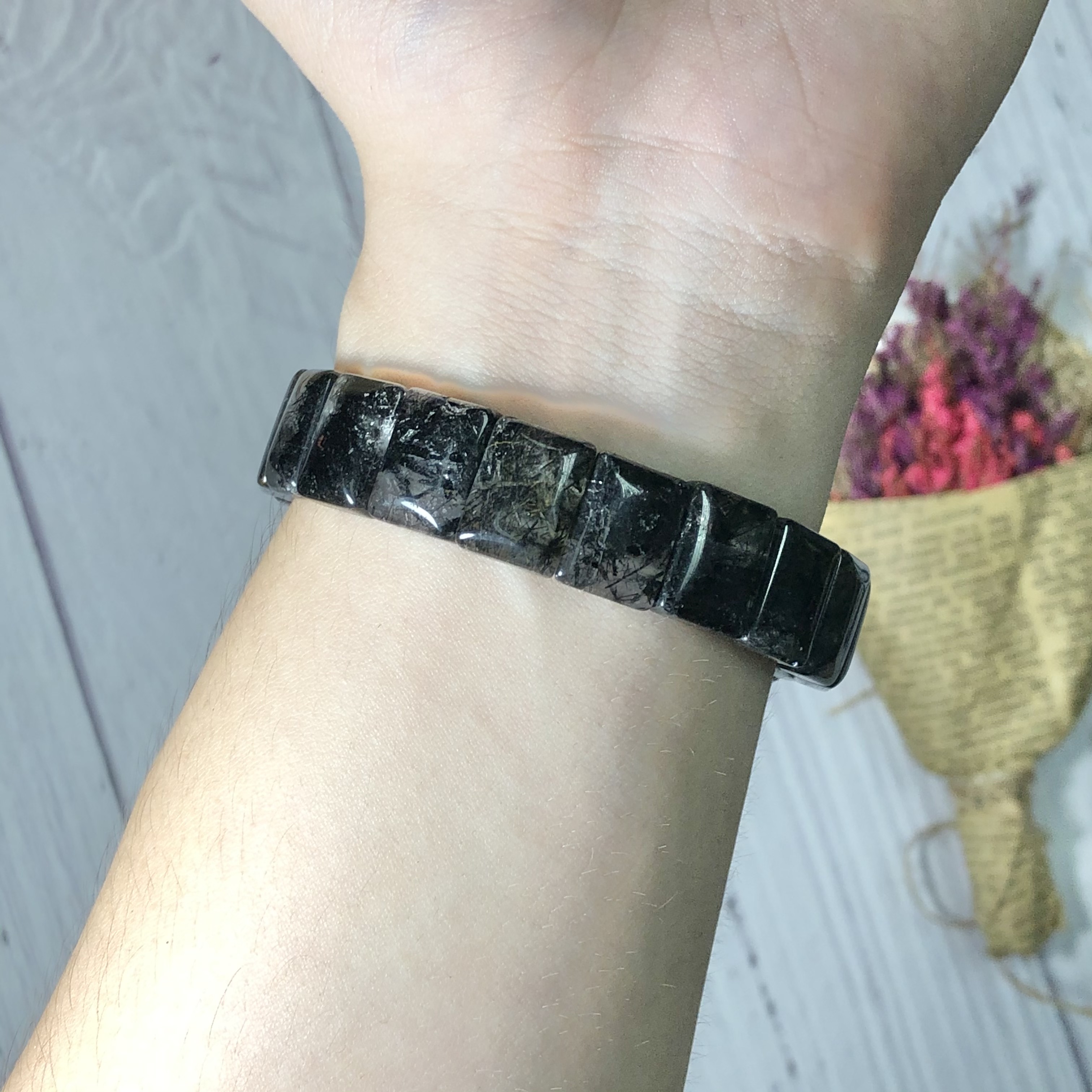 Vòng tay Thạch Anh Tóc Đen bản 10mm*14mm chuẩn 4A