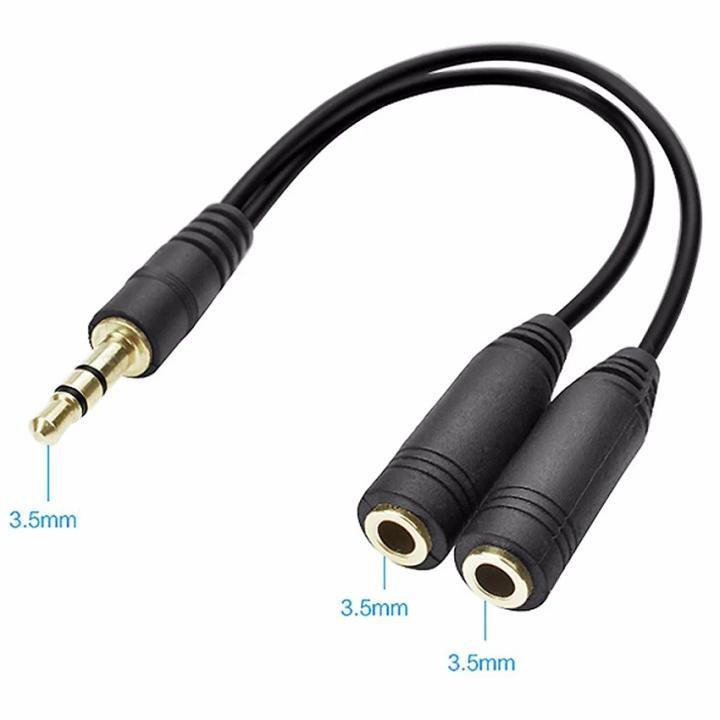 Cáp chia âm thanh 1 ra 2 cổng audio 3.5 mm SMH - Chia loa 1 ra 2 2 đầu mạ vàng