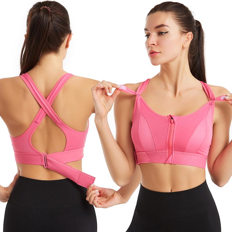 Của Áo Bra Thể Thao Nữ Tập Hợp Mà Không Thép Không Gỉ Nhẫn Có Thể Điều Chỉnh Dây Khóa Kéo Mặt Trước Tập Yoga Chạy Áo Vest Chống Sốc Quần Lót Plus Kích Thước