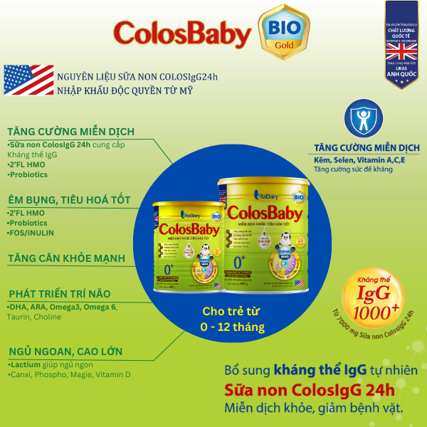 Colosbaby Bio Gold 0 + 400g hỗ trợ tiêu hóa tốt, miễn dịch khỏe cho bé - VitaDairy