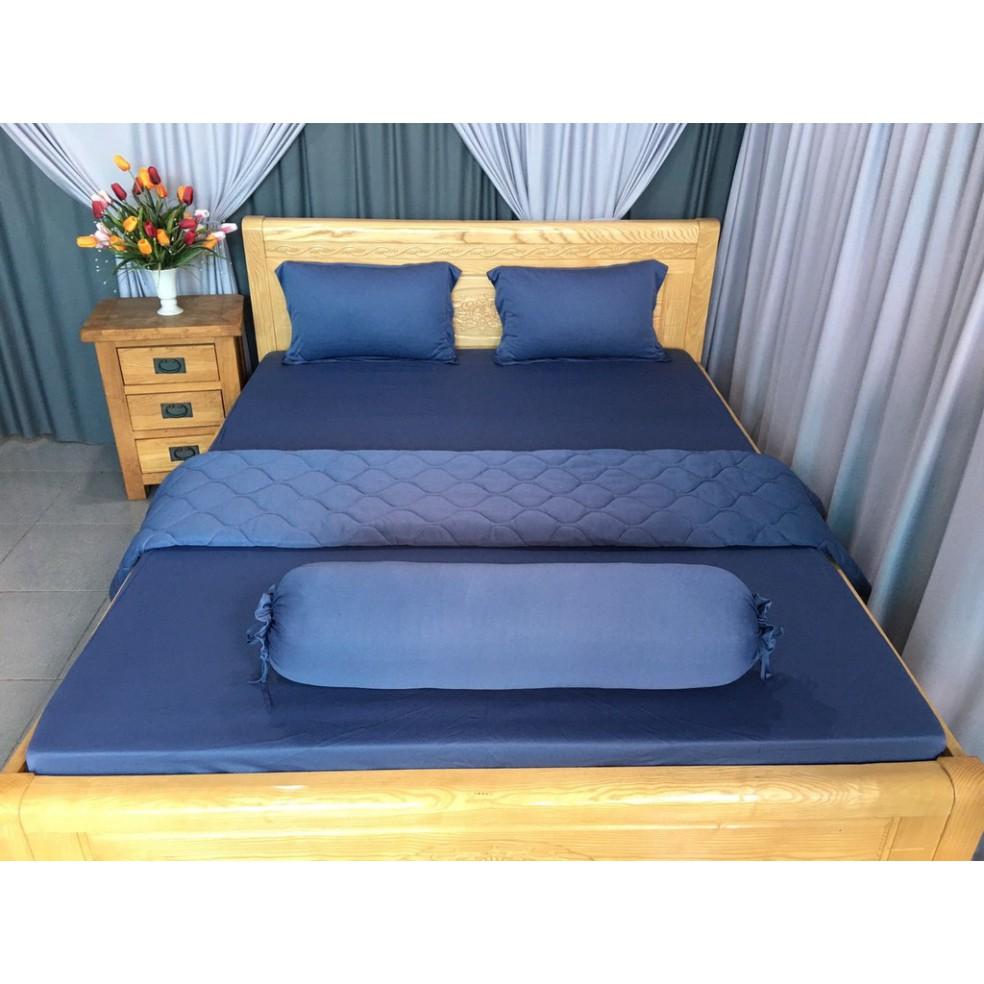 Bộ 4 Món Ga Gối Thun Lạnh Thun Mát Mềm Cao Cấp LAN PHAM BEDDING - Xám Xanh