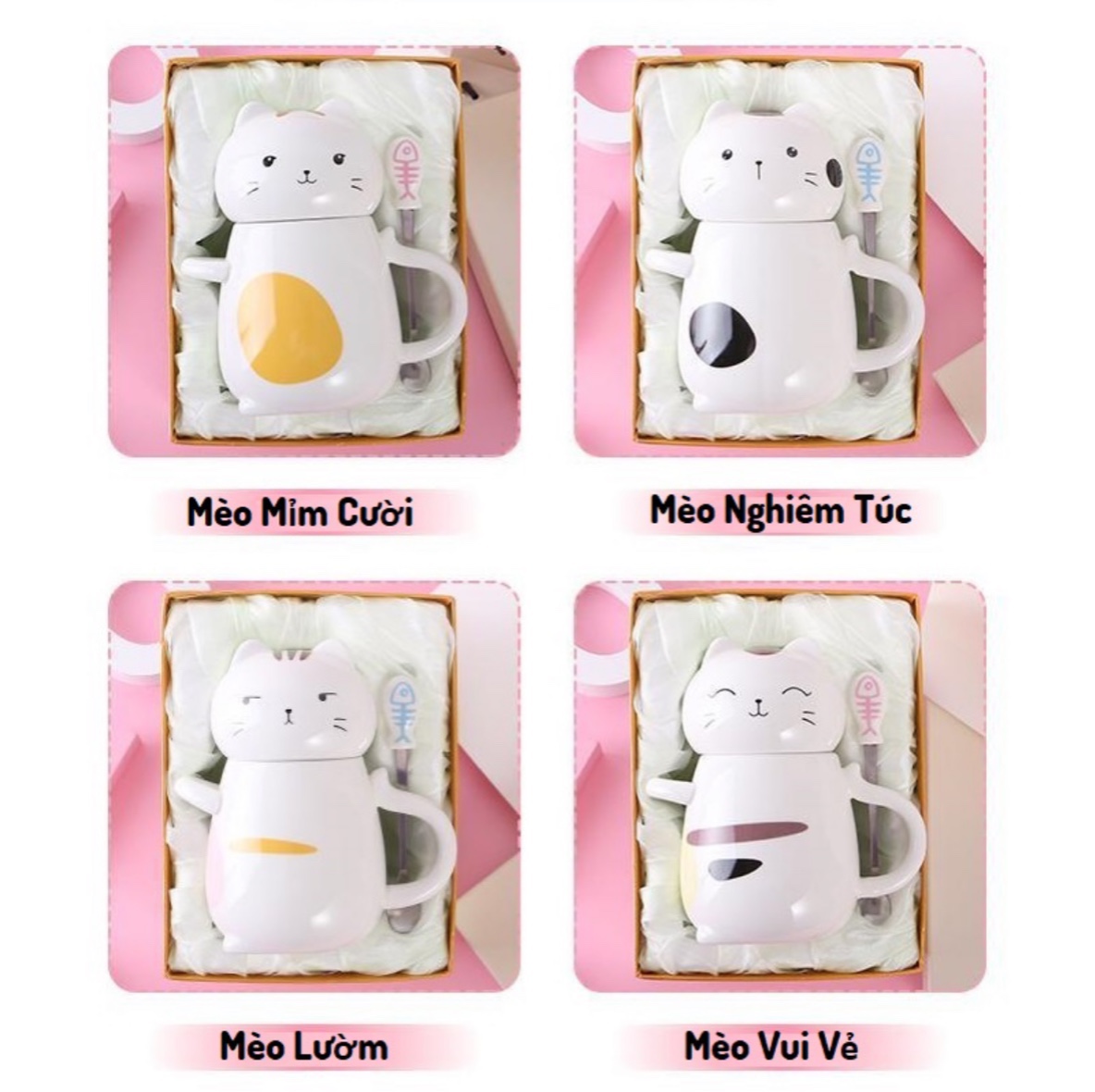 Ly Sứ MÈO THẦN TÀI cao cấp có nắp