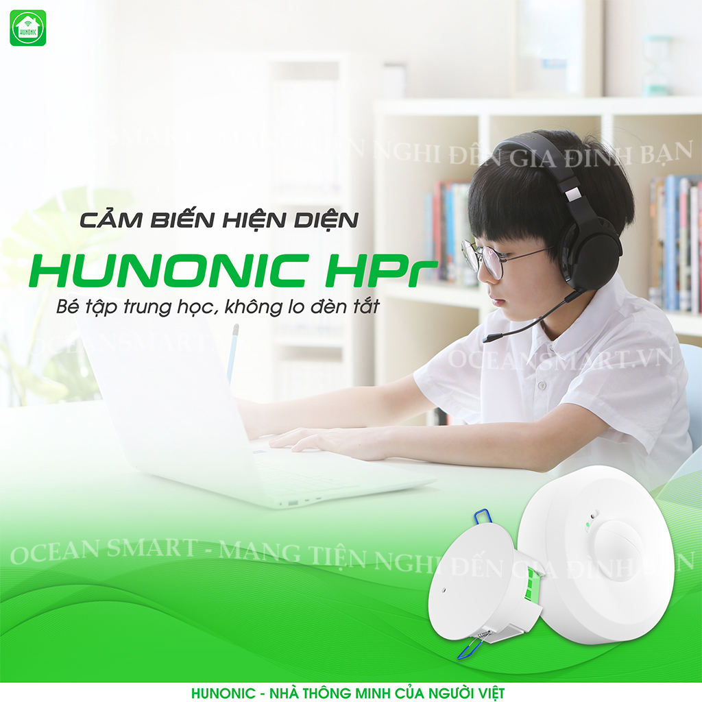 Cảm Biến Hiện Diện Thông Minh Hunonic, Cảm Biến Bật Tắt Đèn Nhà Vệ Sinh - HNSSHPR