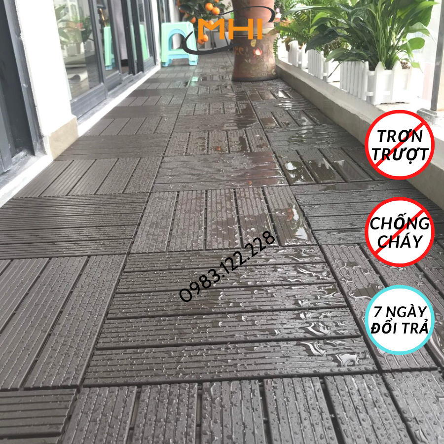 Thảm lát sàn uPVC cao cấp MHI-ECO, Tấm nhựa trải sàn trang trí ban công / sân vườn / sân thượng; lót sàn chống trơn trượt nhà tắm / bể bơi - Hàng Việt Nam chất lượng cao