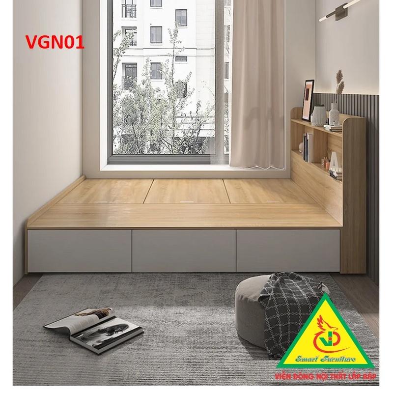 Giường ngủ gỗ MDF - kiểu dáng đơn giản hiện đại VGN01( không ngăn kéo)