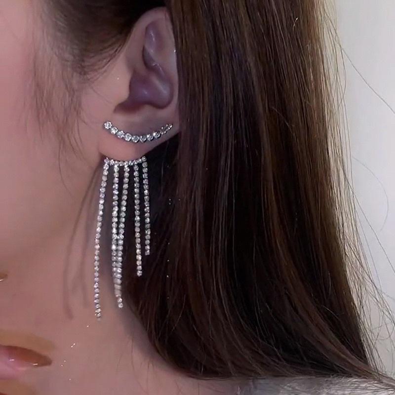 Hoa tai kiểu mới đính đá dáng dài- Arora boutique