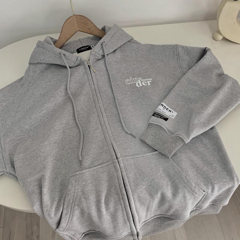 Áo Hoodie Zip Nam Nữ CINDER Màu XÁM, Áo Hoodie Khoác Nỉ Bông Form Rộng Local Brand Unisex Đẹp.