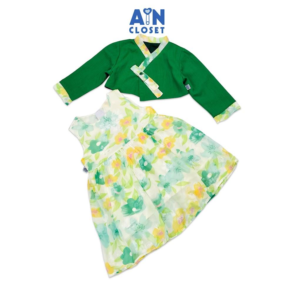 Đầm Hanbok cách tân bé gái họa tiết Hoa xanh tơ ánh nhủ - AICDBGMAEG4B - AIN Closet