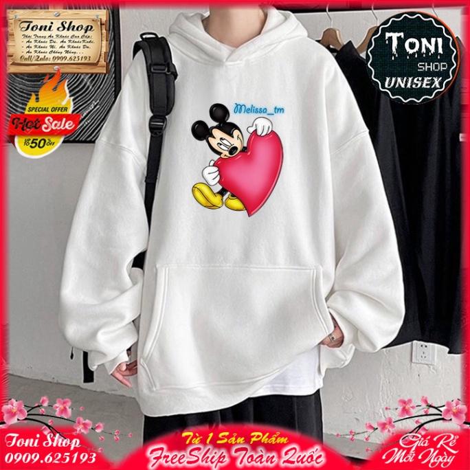 ÁO HOODIE MICKEY BIG HEART Nỉ Ngoại Cao Cấp - In Pet Siêu Bền Siêu Đẹp