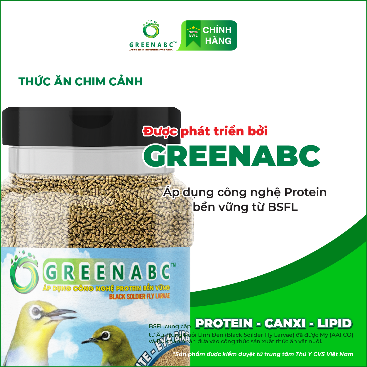 Cám Chim Vành Khuyên GREENABC – Chim dưỡng dùng loại hằng ngày, cho chim phong độ líu bền dùng bổ sung – Hộp 280g