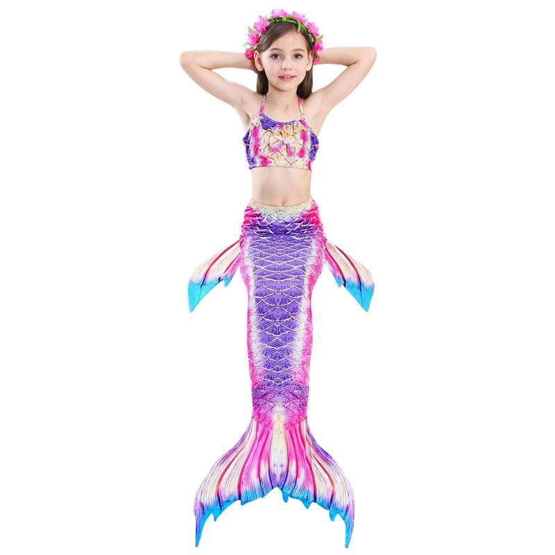 Halter Top Bikini Nàng Tiên Cá Đầm Váy Nữ Bơi Trẻ Em Trang Phục Cosplay Đồ Bơi Nàng Tiên Cá Cho Bé Cao Cấp Assemsble Với Monofin - 150