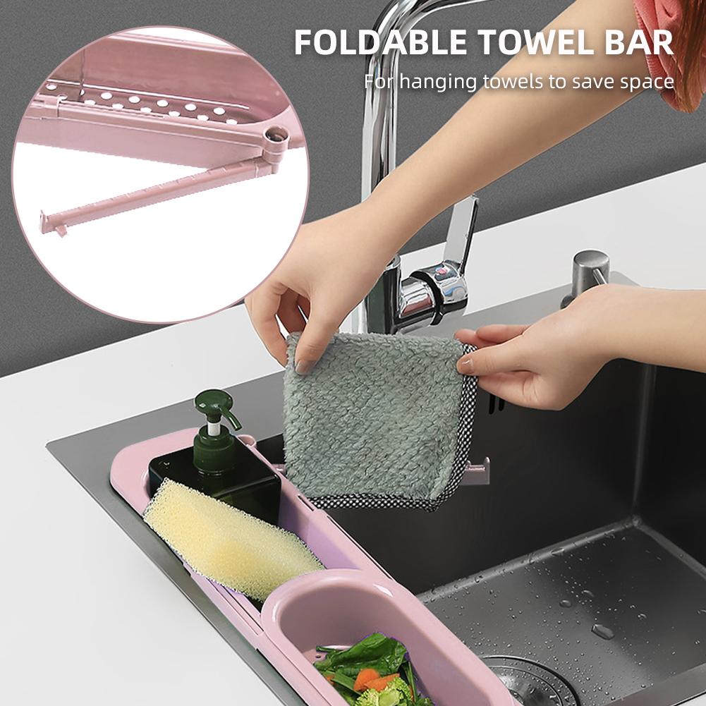 Kitchen Retractable Sink Drain Basket Dish Rack Sink Filter Water Basket Fruit Vegetable Tableware Dish Drain Basket