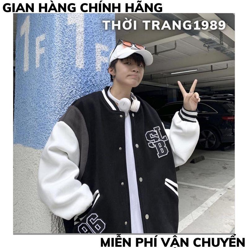 Áo Khoác Bomber Jacket Dù  Form Rộng Phối Chữ Nam Nữ Ullzang Unisex ,áo khoác hàn quóc THỜI TRANG 1989