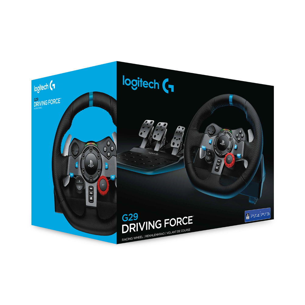 Bộ full Vô lăng đua xe Logitech G29 Driving Force và bàn đạp thép không gỉ kèm cần số, tay lái bọc da thủ công, phù hợp PS5, PS4, PC, Mac - Hàng chính hãng