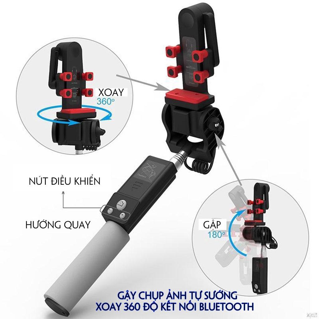 Tay Cầm Chống Rung VINETTEAM R2 360 Độ Thông Minh Quay Ổ Cắm Kéo Dài Cao Cấp Gậy Selfie Bluetooth Không Dây Điều Khiển Từ Xa 4.0 Hỗ Trợ IOS 4.0 Android 2.3 -Hàng Nhập Khẩu