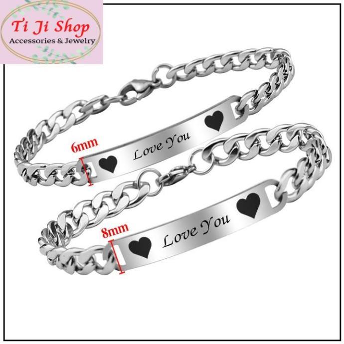 VÒNG TAY CẶP , LẮC TAY CẶP ĐÔI INOX LOVE YOU CP002