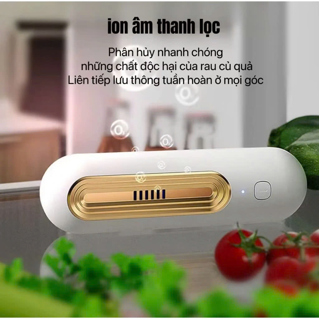 MáyKhử Mùi TủLạnh Mini Tích Hợp Oozone – Lọc Khônng Khíi &amp; Diệt Khuẩn Hiệu Quả đèn trợ sáng