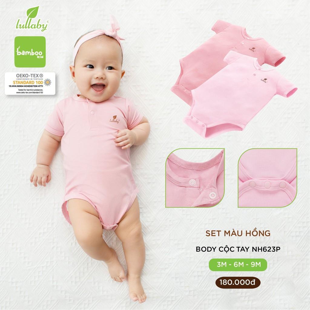 Set 2 body cộc tay sợi tre Lullaby NH623P, body sơ sinh mềm mịn, thoáng mát cao cấp