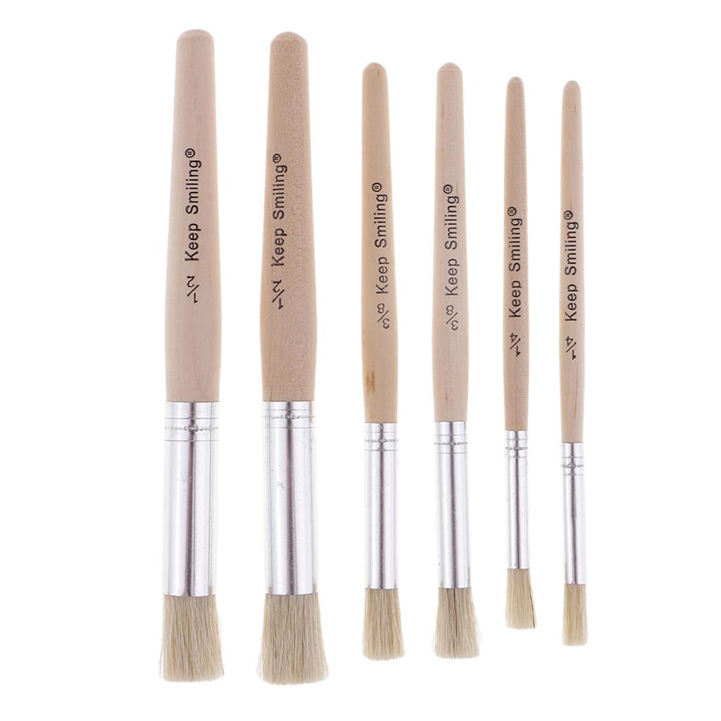 6pcs/set Round Wooden Handle Bristle Hair Oil Acrylic Painting Brush Brushes
