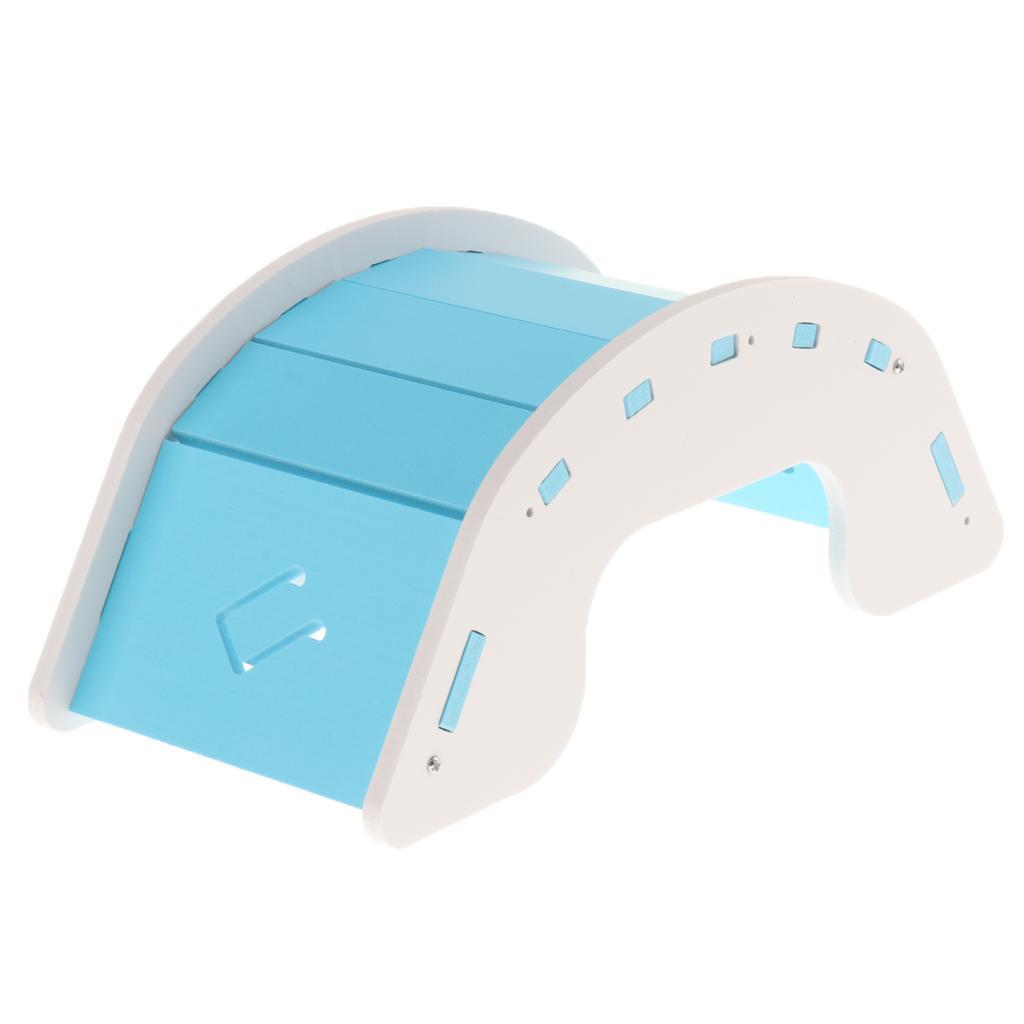 Hamster Toys, Wooden Swing Bridge Boat, Fun Play Exercise Toy for Small Pet Blue