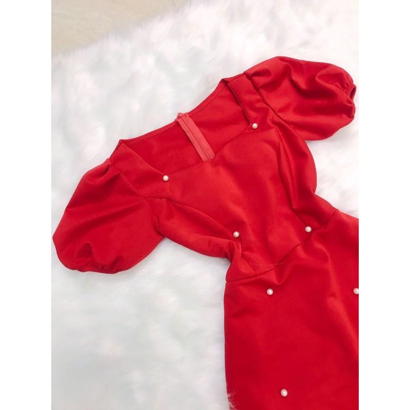 Đầm xoè tay phồng đính cườm xinh lung linh kèm hình thật va video