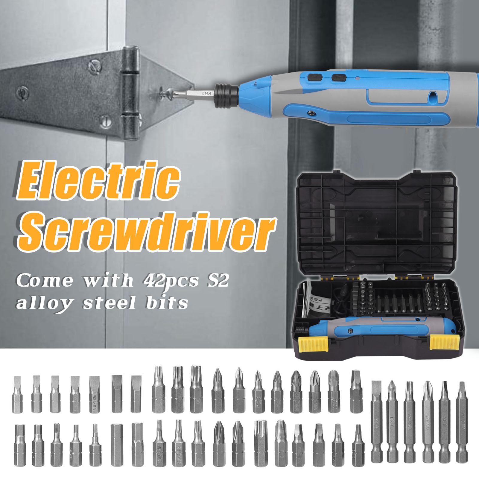 Cordless 4.0V USB Rechargeable Multi-use Electric Screwdriver 42pcs Screw Drill Bit Set Mini Power Tool Multifunction
