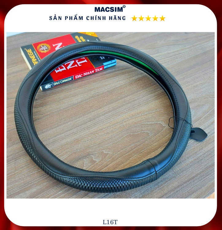 Bọc vô lăng cao cấp Macsim mã L16T mới chất liệu da thật - Khâu tay 100% phù hợp các loại xe
