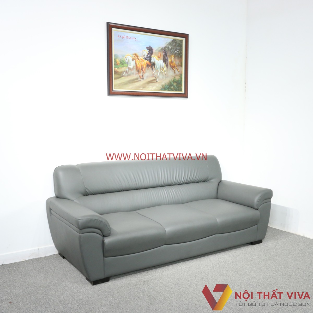 Bộ Sofa Bọc Da Kiểu Đối Màu Xanh Đen Bàn Gỗ MDF Đẹp Hiện Đại