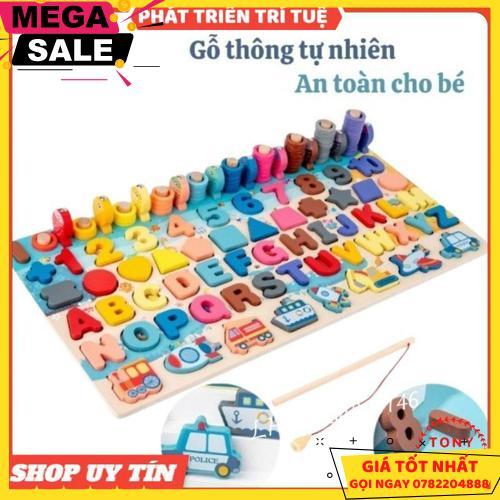 Bộ Đồ Chơi Câu Cá Xếp Hình , Số Và Chữ 6 Trong 1 Phát Triển Tư Duy Cho Bé - Đồ Chơi Gỗ Thông Minh - Giao Hàng Toàn Quốc