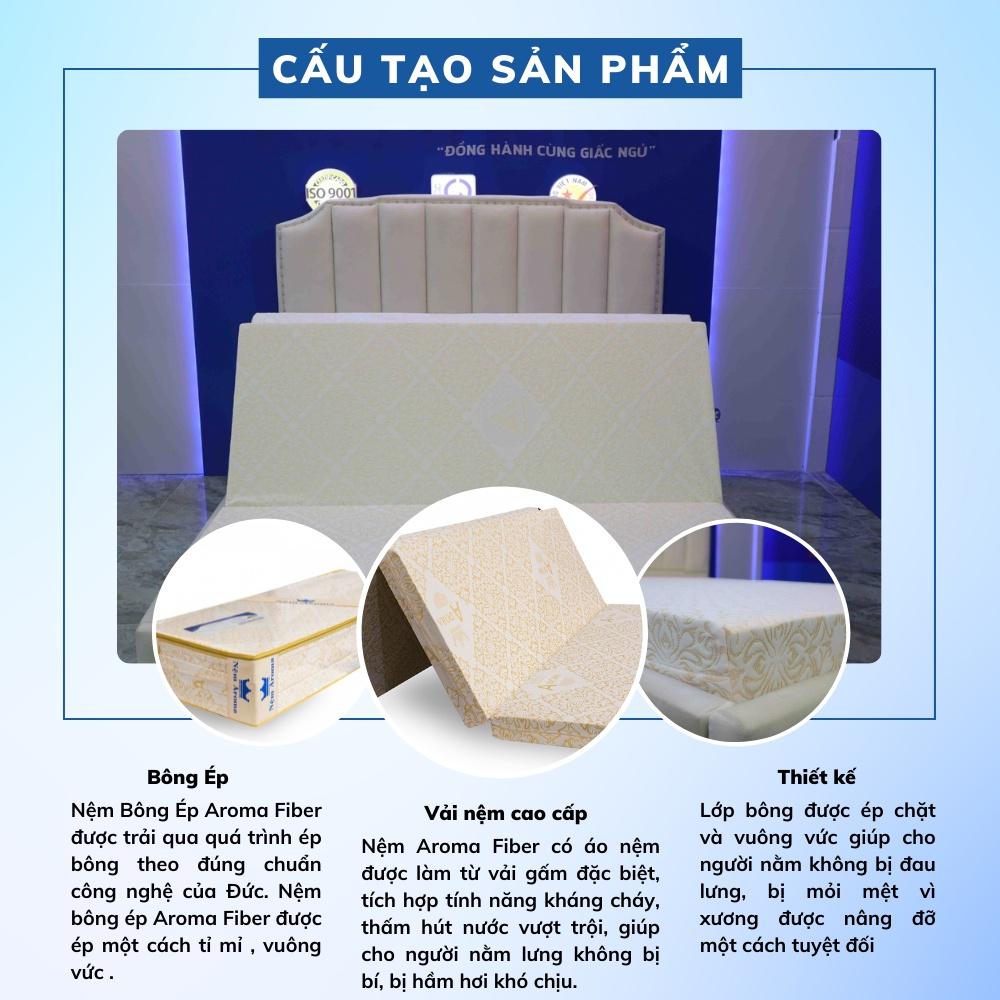 Nệm Bông Ép Aroma Fiber  Cao Cấp - Nâng Đỡ Cột Sống Thoáng Khí - Bảo Hành Chính Hãng 10 Năm