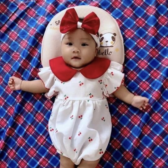 Body Hoạ Tiết Quả Cherry Nhỏ Chất Tơ Đũi Cho Bé Gái 3 Đến 12kg