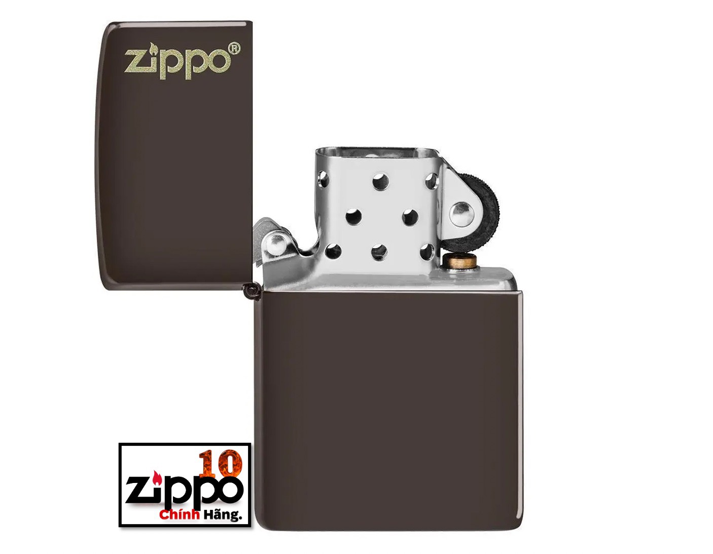Bật lửa Zippo 49180ZL Brown Logo - Chính hãng 100%