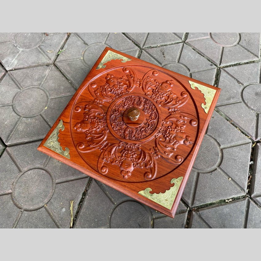 Khay bánh kẹo ngũ phúc lâm môn bằng gỗ hương cao cấp biểu tượng cho đời sống viên mãn, hạnh phúc