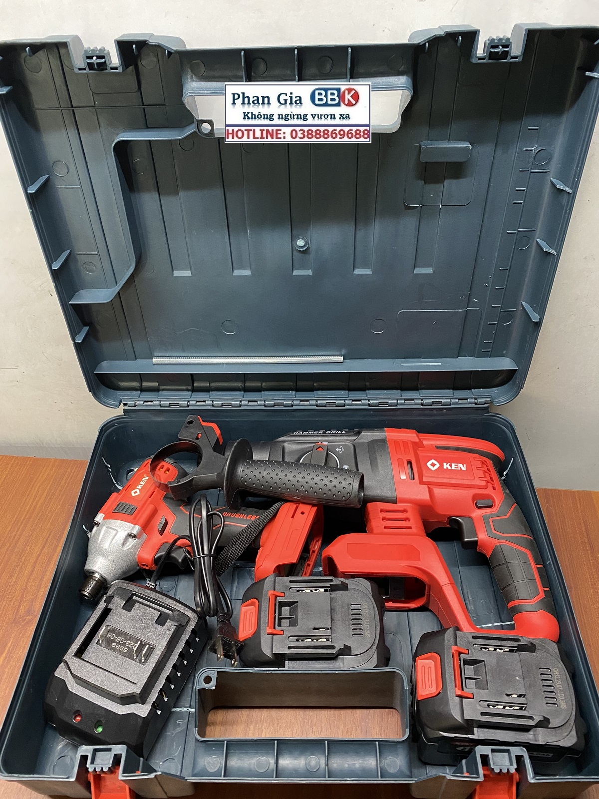 Bộ Combo 2 Trong 1 Gồm Máy Khoan Đục Bê Tông Dùng Pin 188V, Khoan Bê Tông Siêu Khỏe Và Máy Bắn Vít Cầm Tay 3 Chức Năng