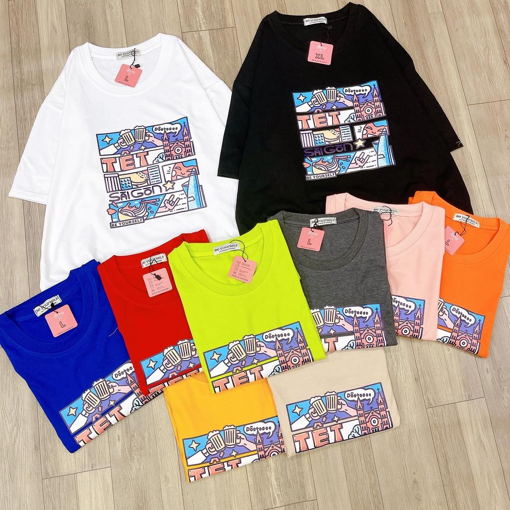 Áo Thun Tay Ngắn Unisex Đủ Size M L XL - TẾT SAIGON