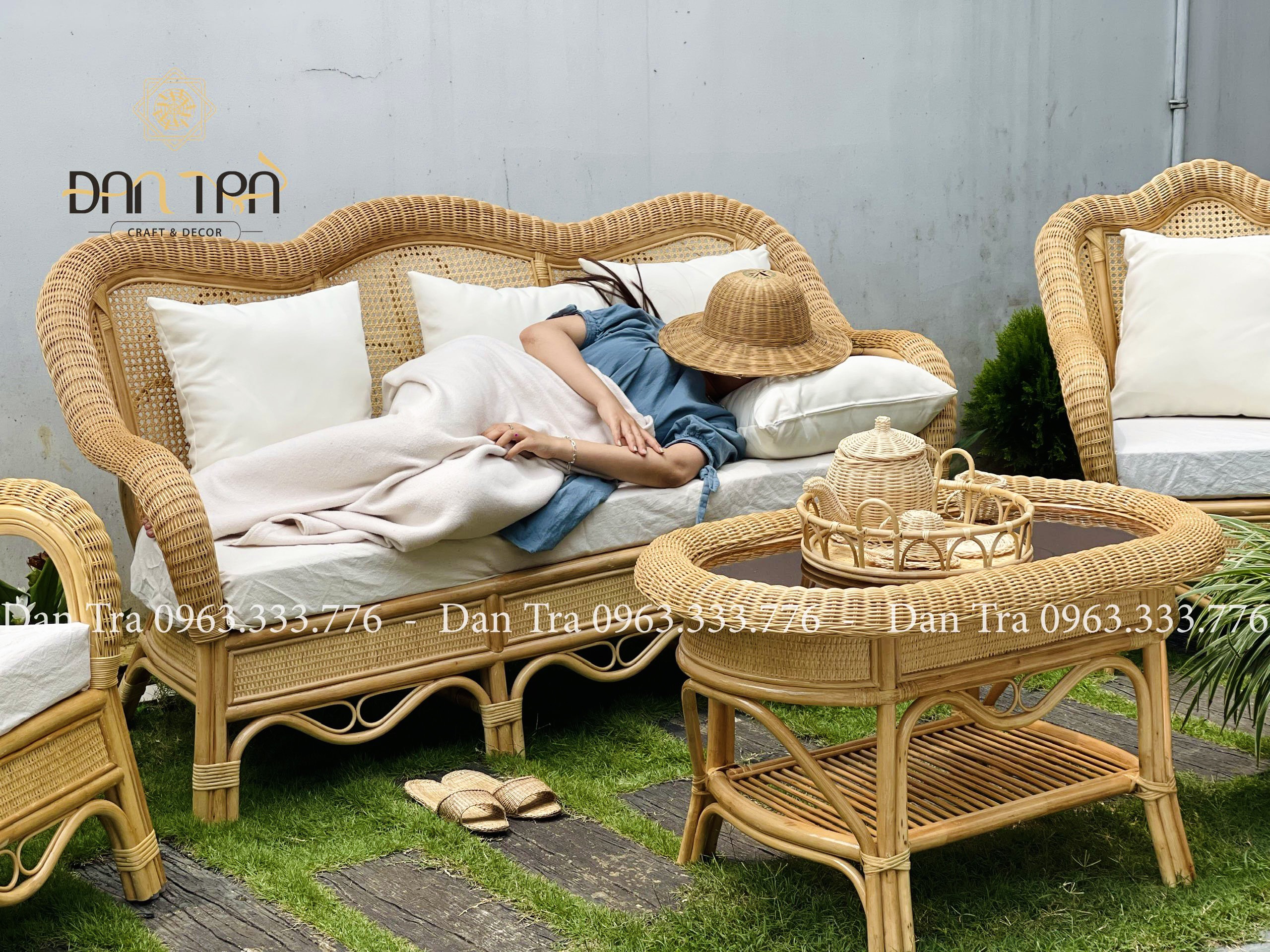 Bộ Bàn Ghế Sofa Mây Phượng Hoàng, Sofa Mây Tự Nhiên Giá Xưởng, Bộ Bàn Ghế Thư Giãn Phòng Khách- Bàn Ghế Mây Tre ĐAN TRÀ