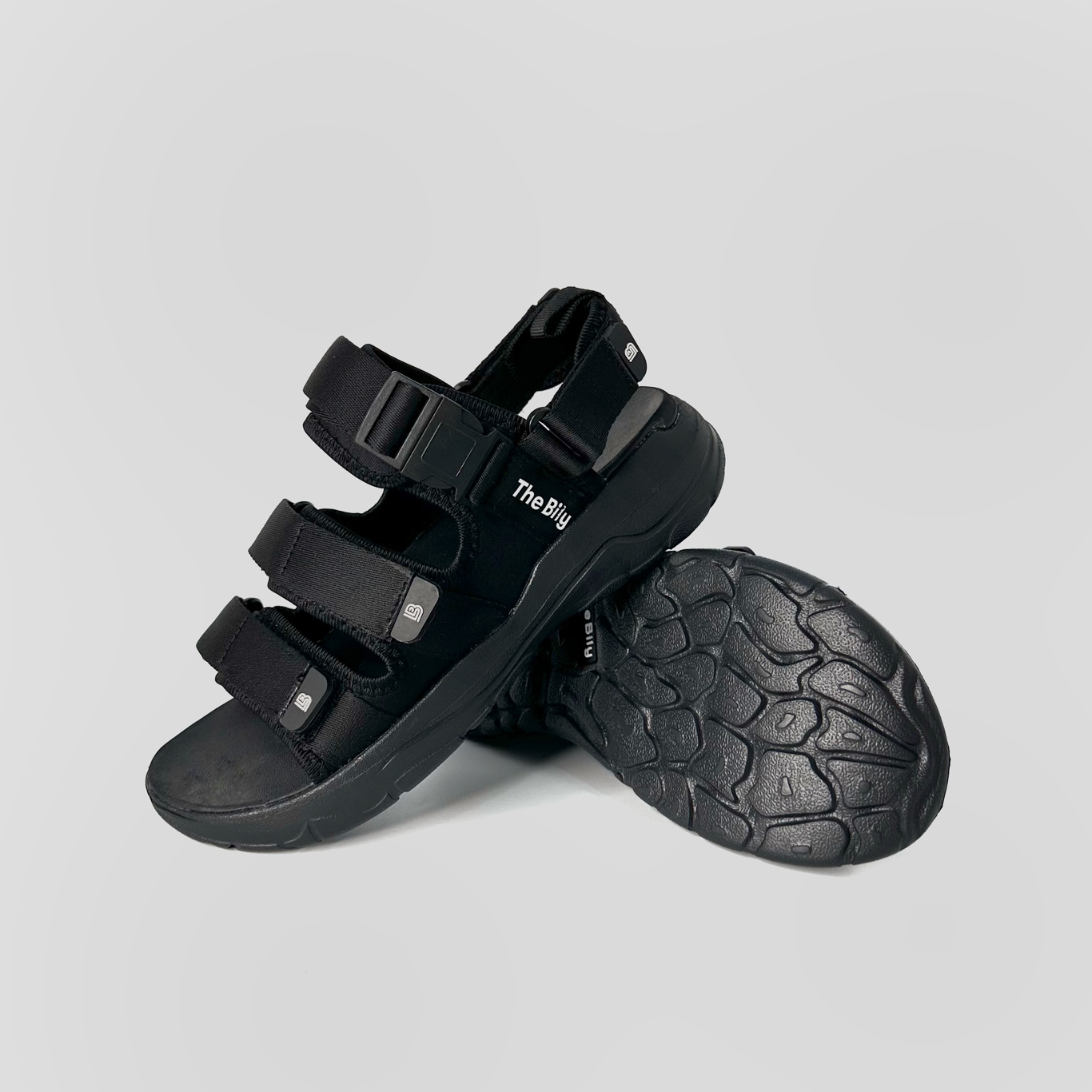 Giày Sandal Nam Nữ Unisex The BiLy Quai Ngang Dây Dù Đế IP Siêu Êm Nhẹ Màu Đen-BL08