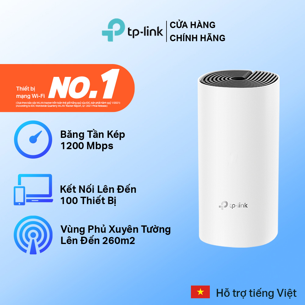 Bộ Phát Wifi Mesh TP-Link Deco E4 Chuẩn AC 1200Mbps Dành Cho Gia Đình - Hàng Chính Hãng