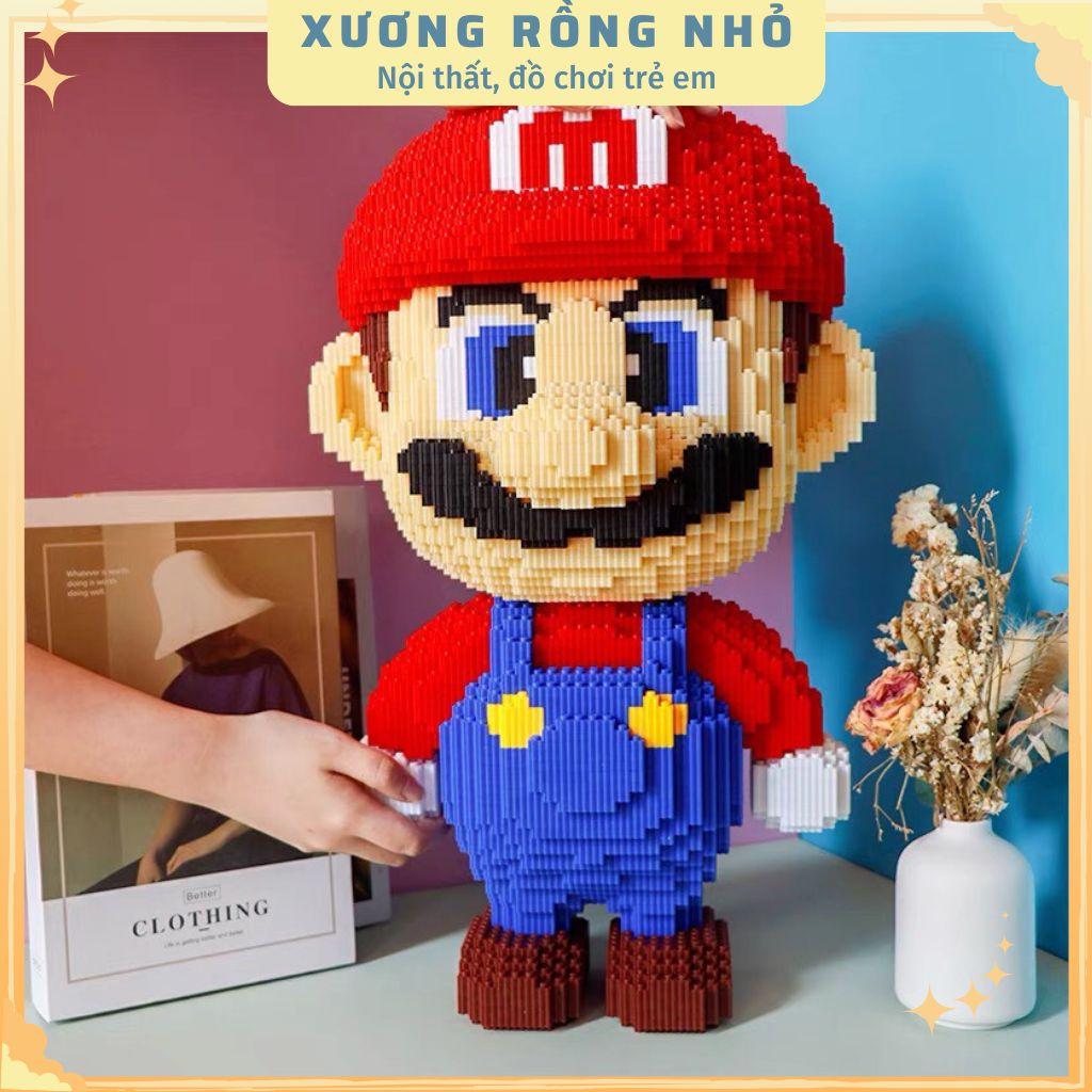 Mô Hình mario cỡ lớn size to 50cm đồ chơi xếp hình nano 3d cho bé chuẩn mẫu TẶNG BÚA