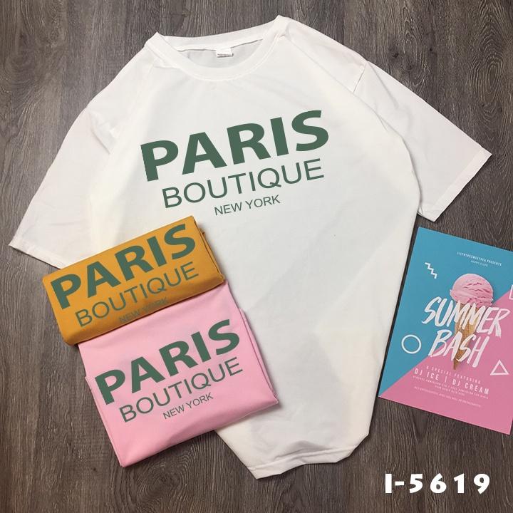 Áo Thun Unisex Nữ In Chữ PARIS đơn giản