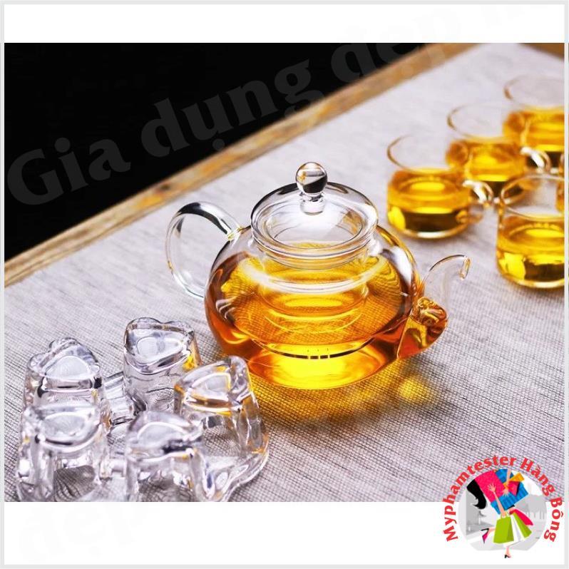 Combo ấm trà lọc 600ml và đế nến tim thuỷ tinh