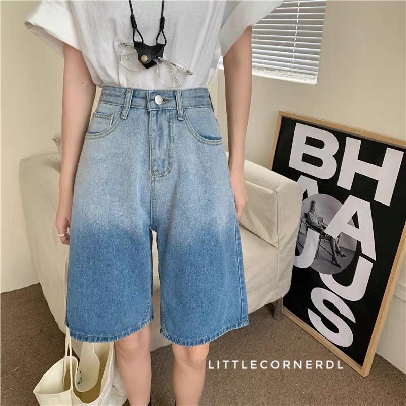 Quần ngố loang màu xanh jean cá tính