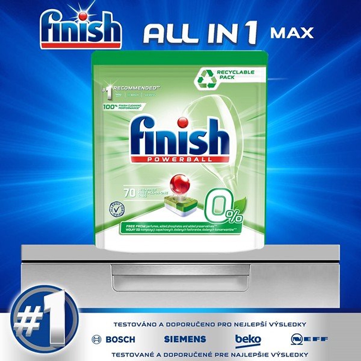 Viên rửa bát Finish Eco 0% - 70 viên/ hộp