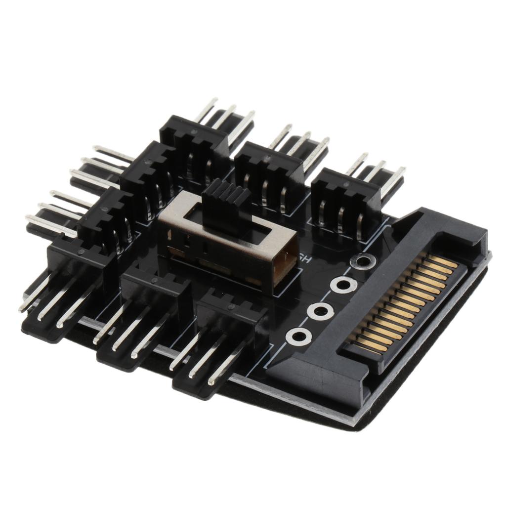 2xComputer Cooling SATA Fan Controller Fan Hub Governor With 3 Level Switch