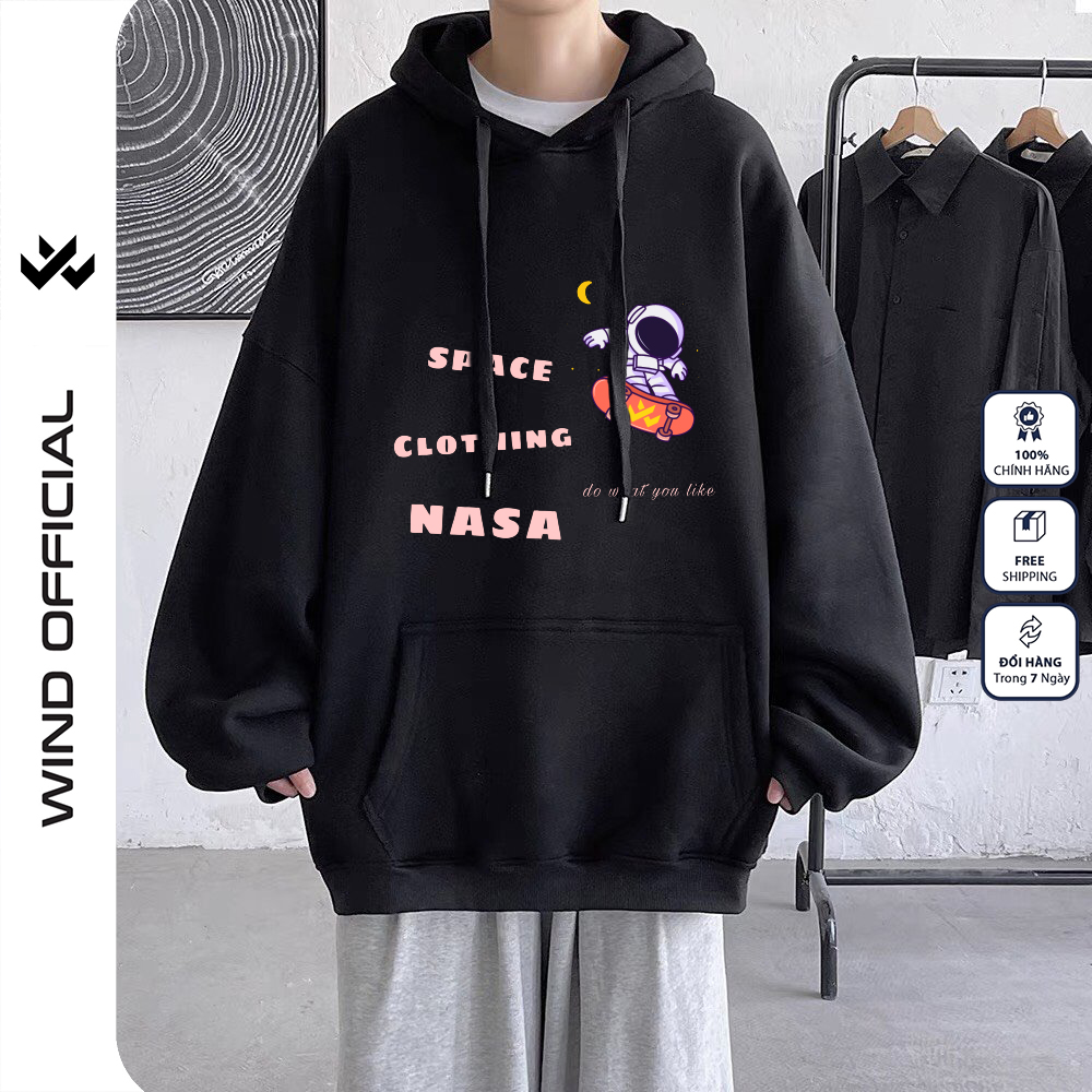 Áo hoodie unisex WIND form rộng nỉ nam nữ NASA HD23 thời trang thu đông oversize