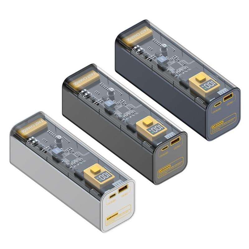 8 cái 21700 PD 22.5W Pin Power Bank Sạc pin polymer nhanh Màu LCD: Đen